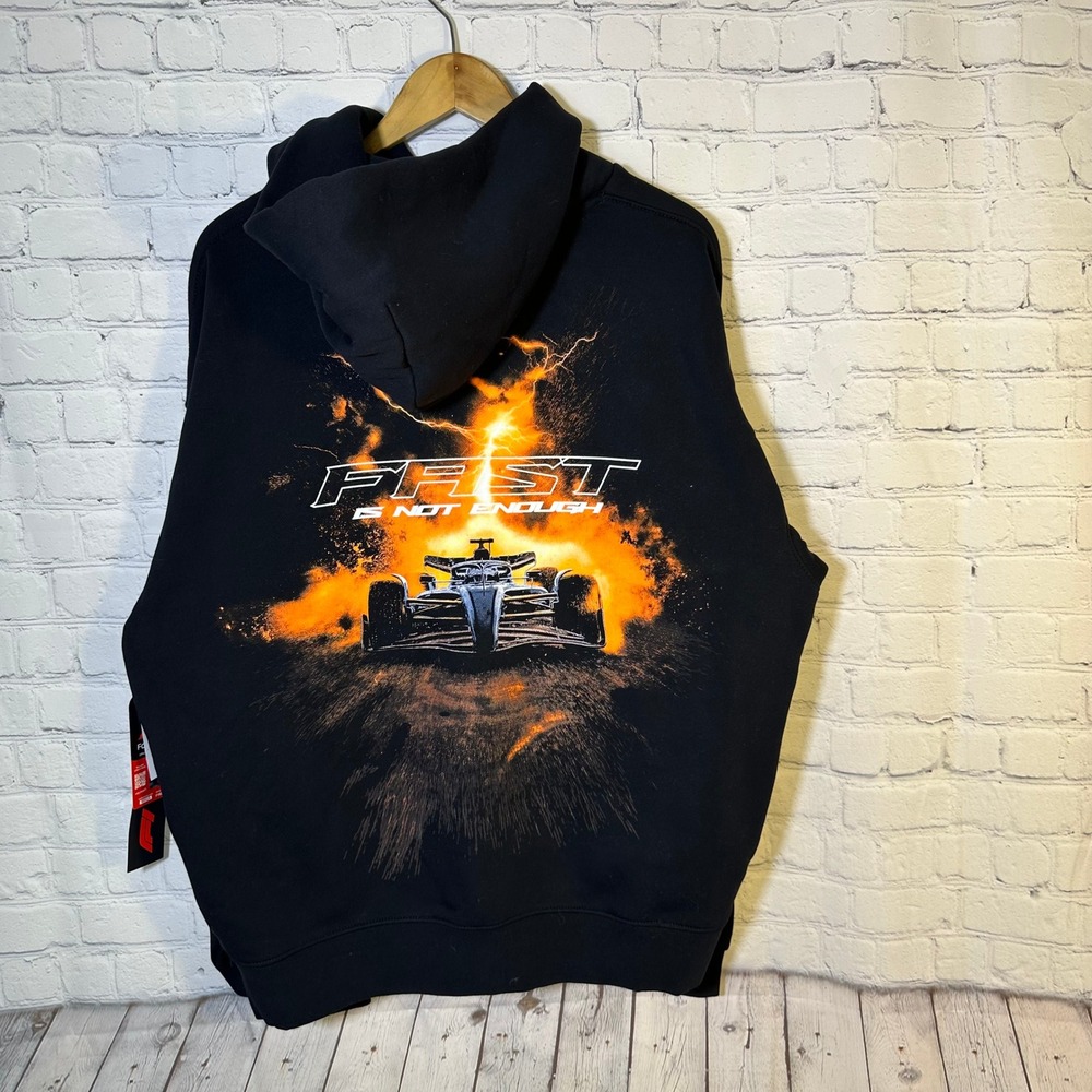 Formula 1 PacSun Fast Is Not Enough Black Hoodie Mens‎ L NWT F1 Racing Graphic